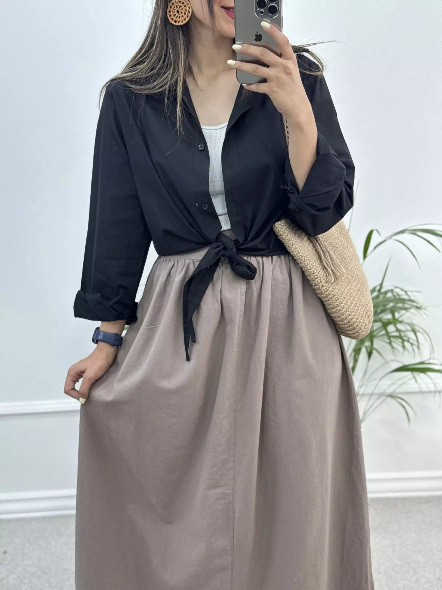 شومیز گره ای لینن آینور